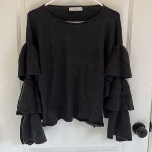 Zara ruffle sleeve sweater